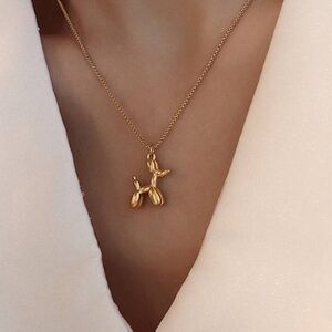 2/$30🌵 Tiny Dog Balloon Animal Puppy Gold Tone Necklace Delicate Boho NEW